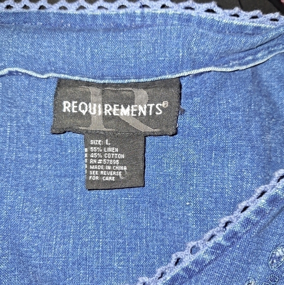 Requirements embroidered jean button up blouse size Large - Picture 7 of 7